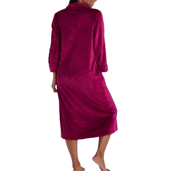 Brand New Miss Elaine Women's Small Wine Pink Red Plus Teddy Robe Sleepwear - Picture 3 of 7
